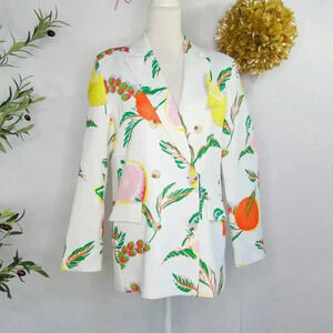 Floral Print Blazer - White